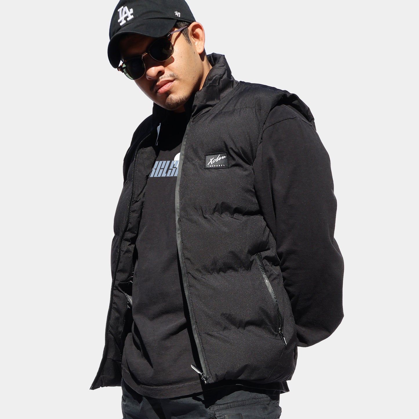 Le Crew Black Puffer Vest